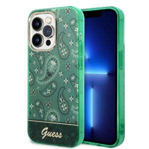GUESS iPhone 14 Pro Max hoesje - Paisley Collectie - Groen - productfoto