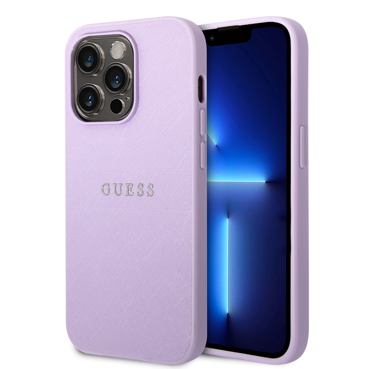 GUESS iPhone 14 Pro Max hoesje - Saffiano - Paars - productfoto