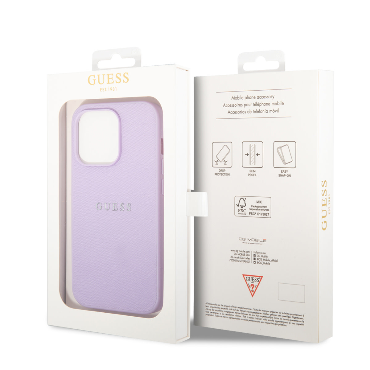 GUESS iPhone 14 Pro Max hoesje - Saffiano - Paars - detail 6