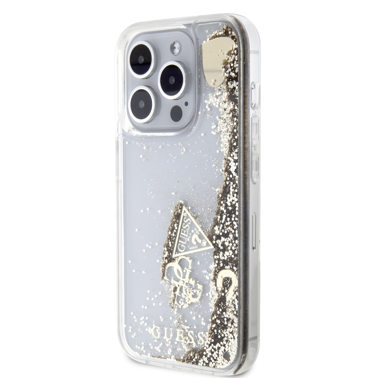 GUESS iPhone 15 Pro hoesje - Liquid Glitter - Charm Pattern - Goud - productfoto