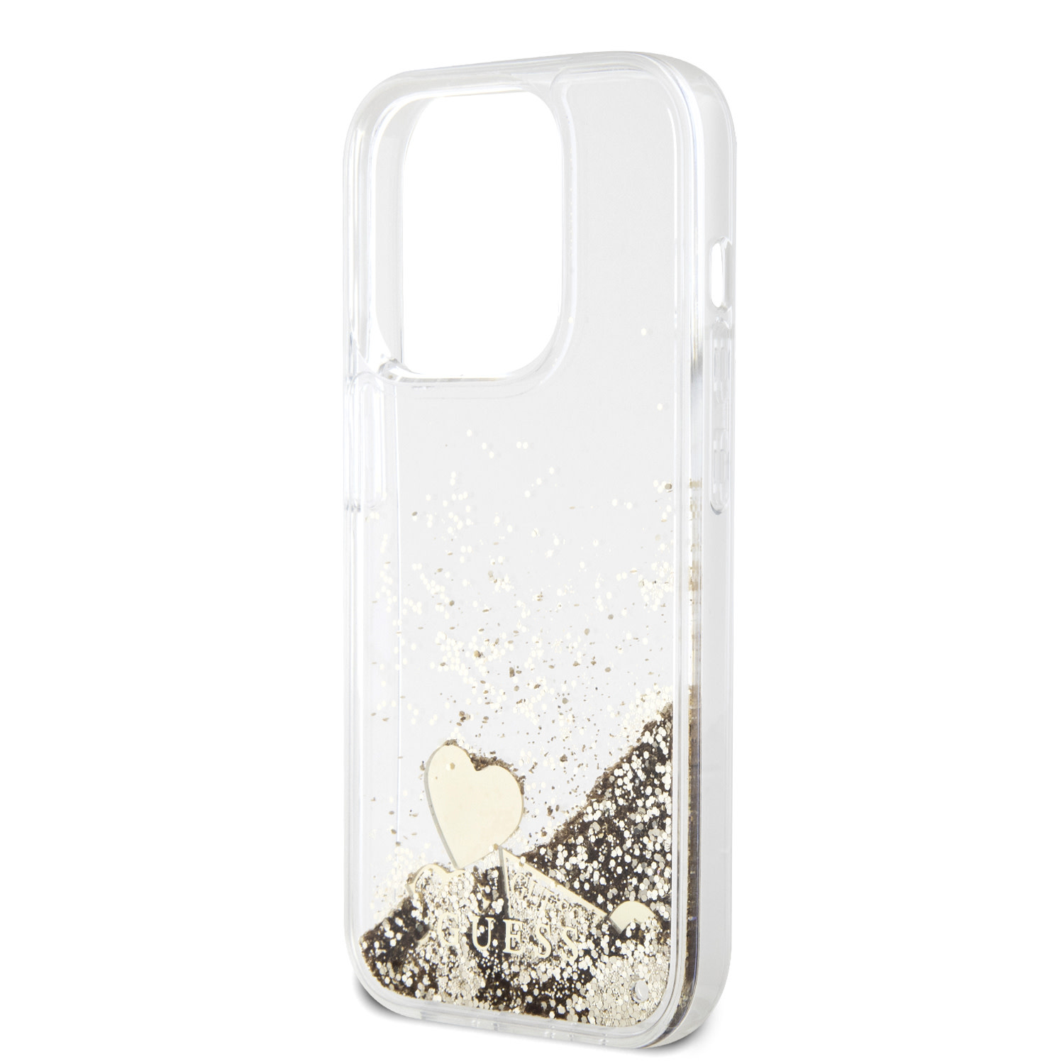 GUESS iPhone 15 Pro hoesje - Liquid Glitter - Charm Pattern - Goud - detail 4