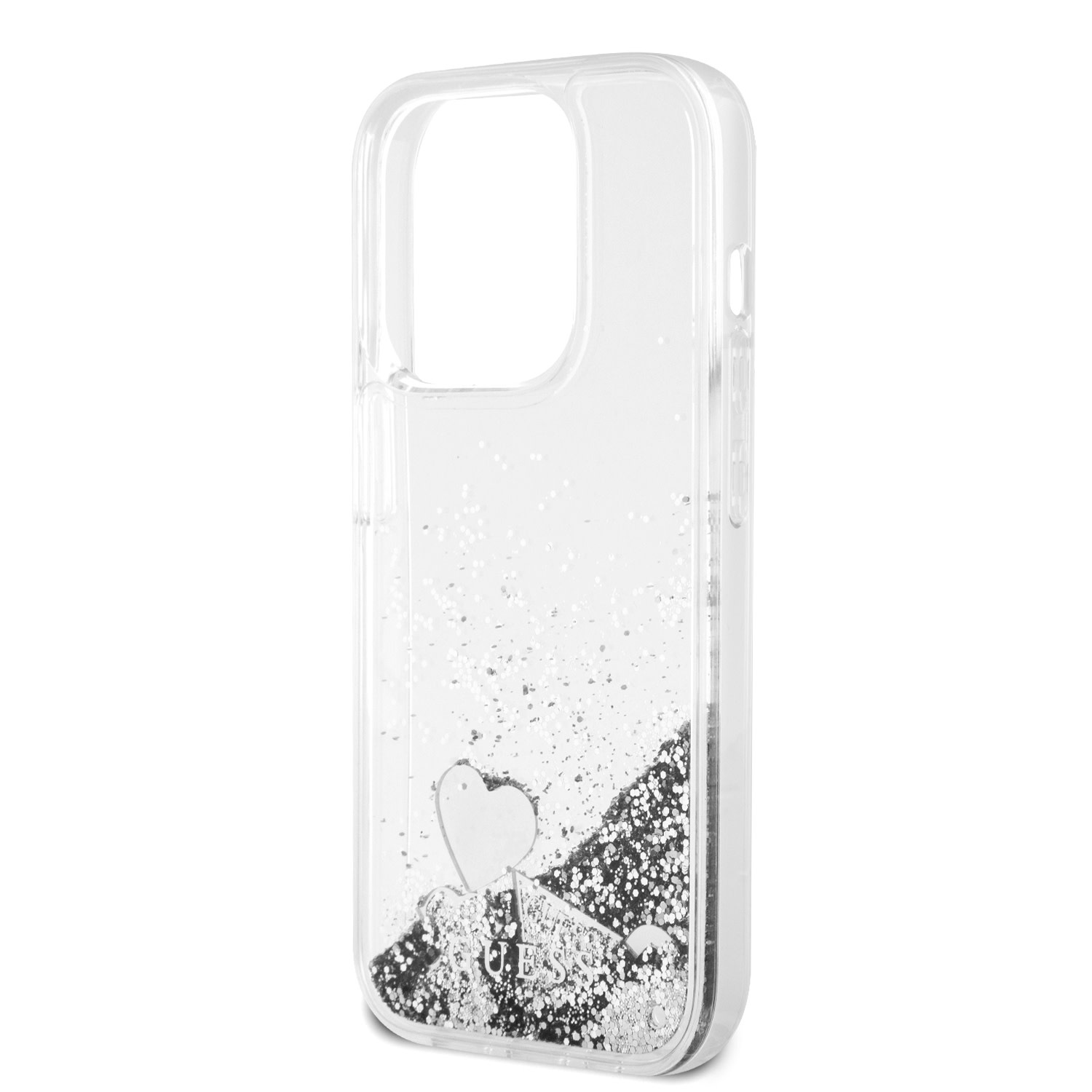 GUESS iPhone 15 Pro hoesje - Liquid Glitter - Charm Pattern - Zilver - detail 5