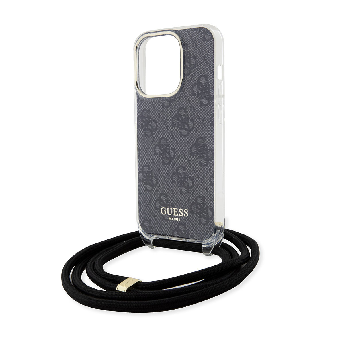 GUESS iPhone 15 Pro hoesje Crossbody cord - 4G print - Zwart - detail 3