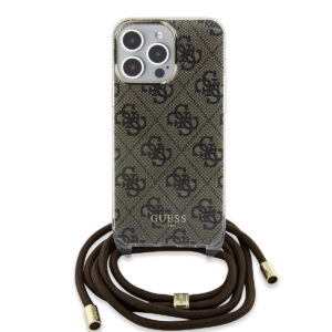 GUESS iPhone 15 Pro hoesje Crossbody cord - 4G print - Bruin - productfoto