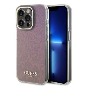 GUESS iPhone 15 Pro Hardcase hoesje - Faceted Mirror - Disco Roze - productfoto
