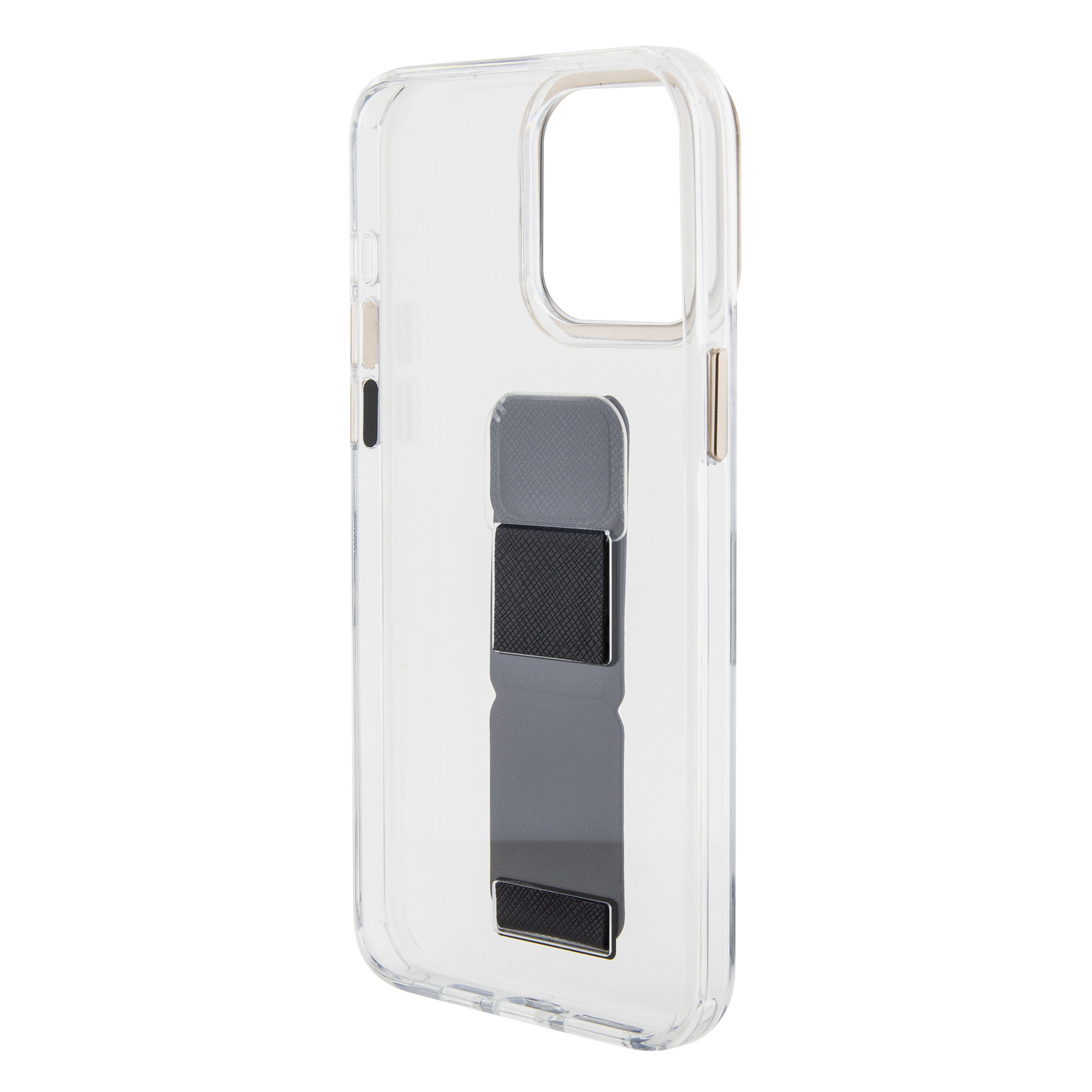GUESS iPhone 15 Pro hoesje - Saffiano Gripstand - Clear Case - 4G Metal Logo - Zwart - detail 5