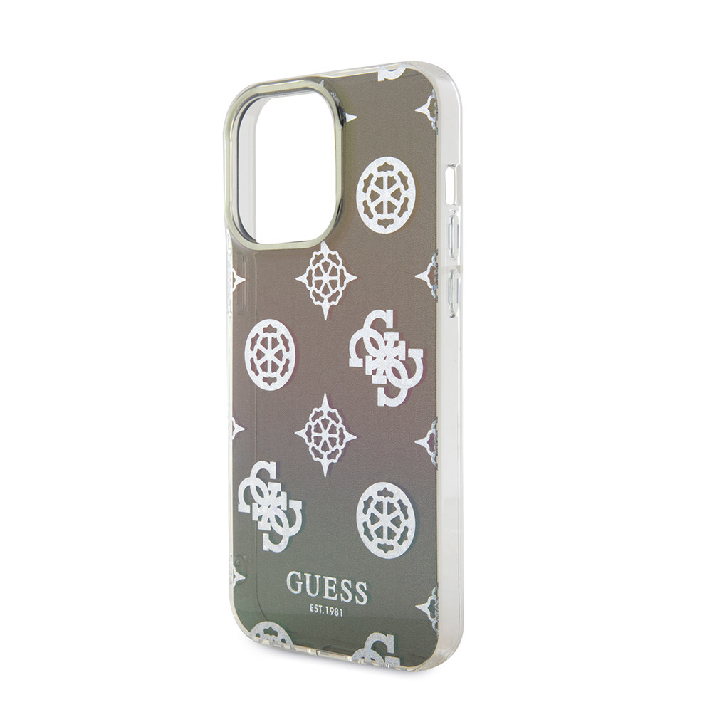 GUESS iPhone 15 Pro hoesje Iridescent - Glitter pattern peony - cordstrap - Zwart - detail 4