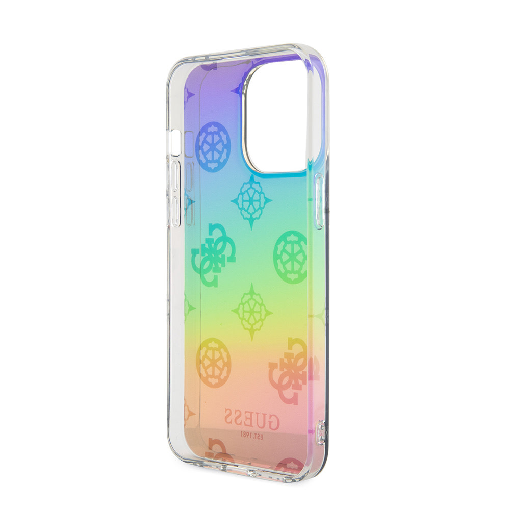 GUESS iPhone 15 Pro hoesje Iridescent - Glitter pattern peony - cordstrap - Zwart - detail 5