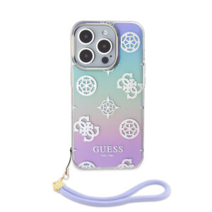 GUESS iPhone 15 Pro hoesje Iridescent glitter pattern - Paars - productfoto