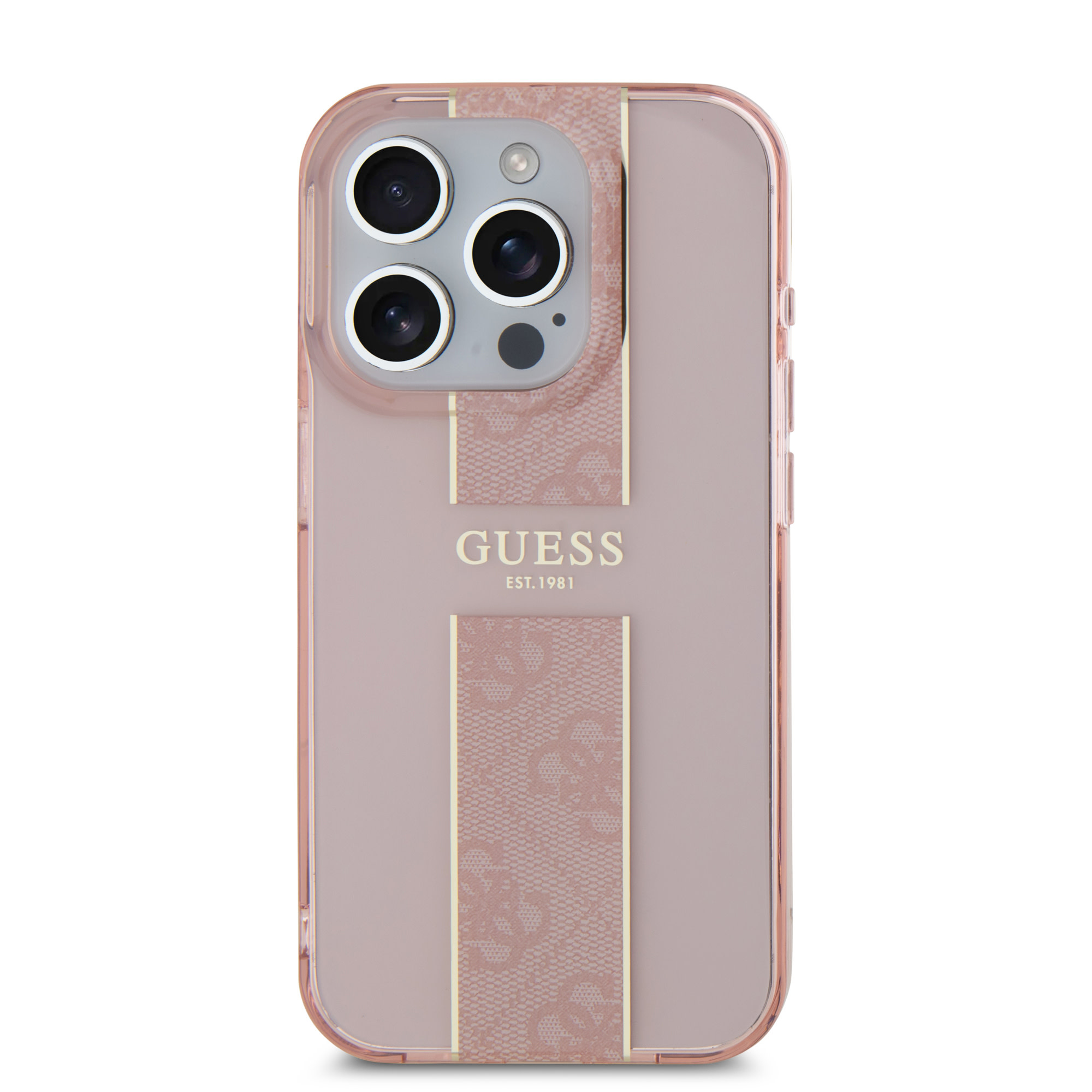 GUESS iPhone 15 Pro hoesje IML 4G Stripe - Roze - detail 2