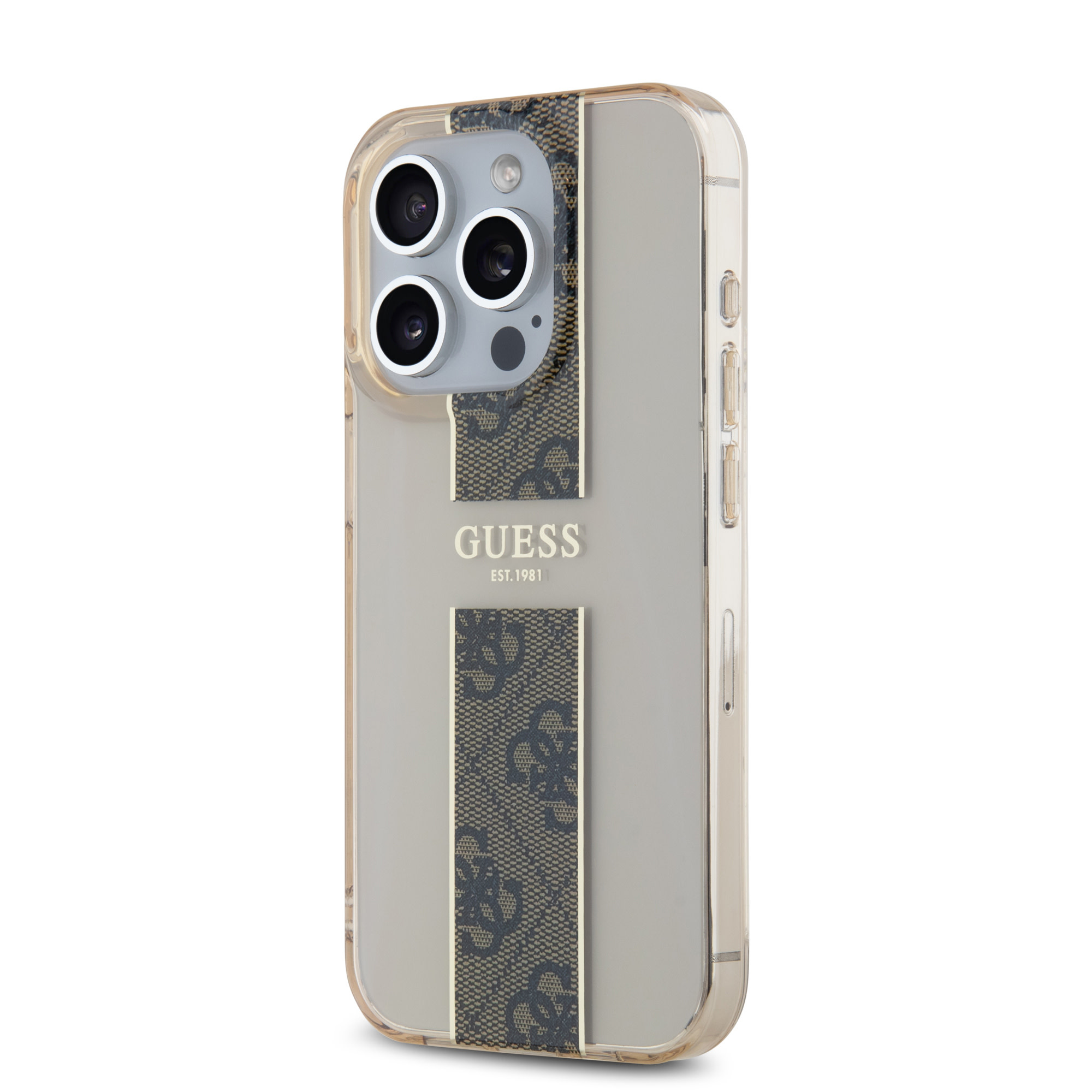 GUESS iPhone 15 Pro hoesje IML 4G Stripe - Bruin - detail 1