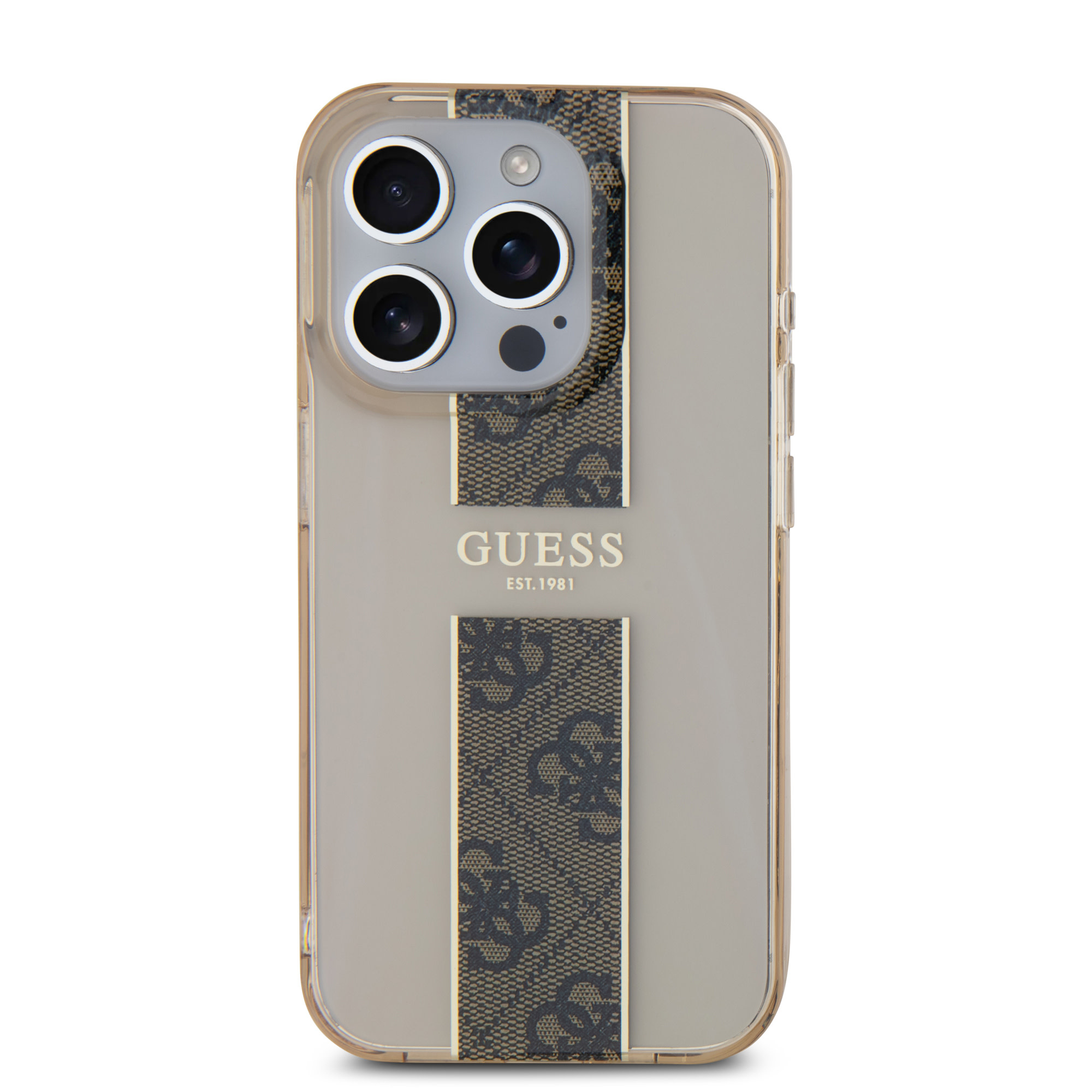 GUESS iPhone 15 Pro hoesje IML 4G Stripe - Bruin - detail 2