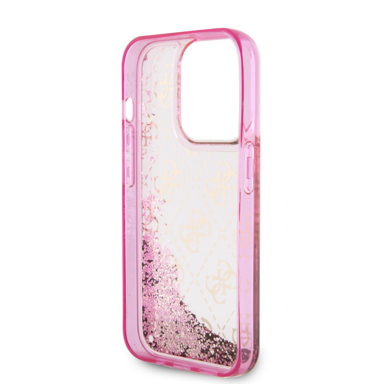 GUESS iPhone 15 Pro hoesje - Liquid Glitter - 4G Pattern - Roze - detail 6