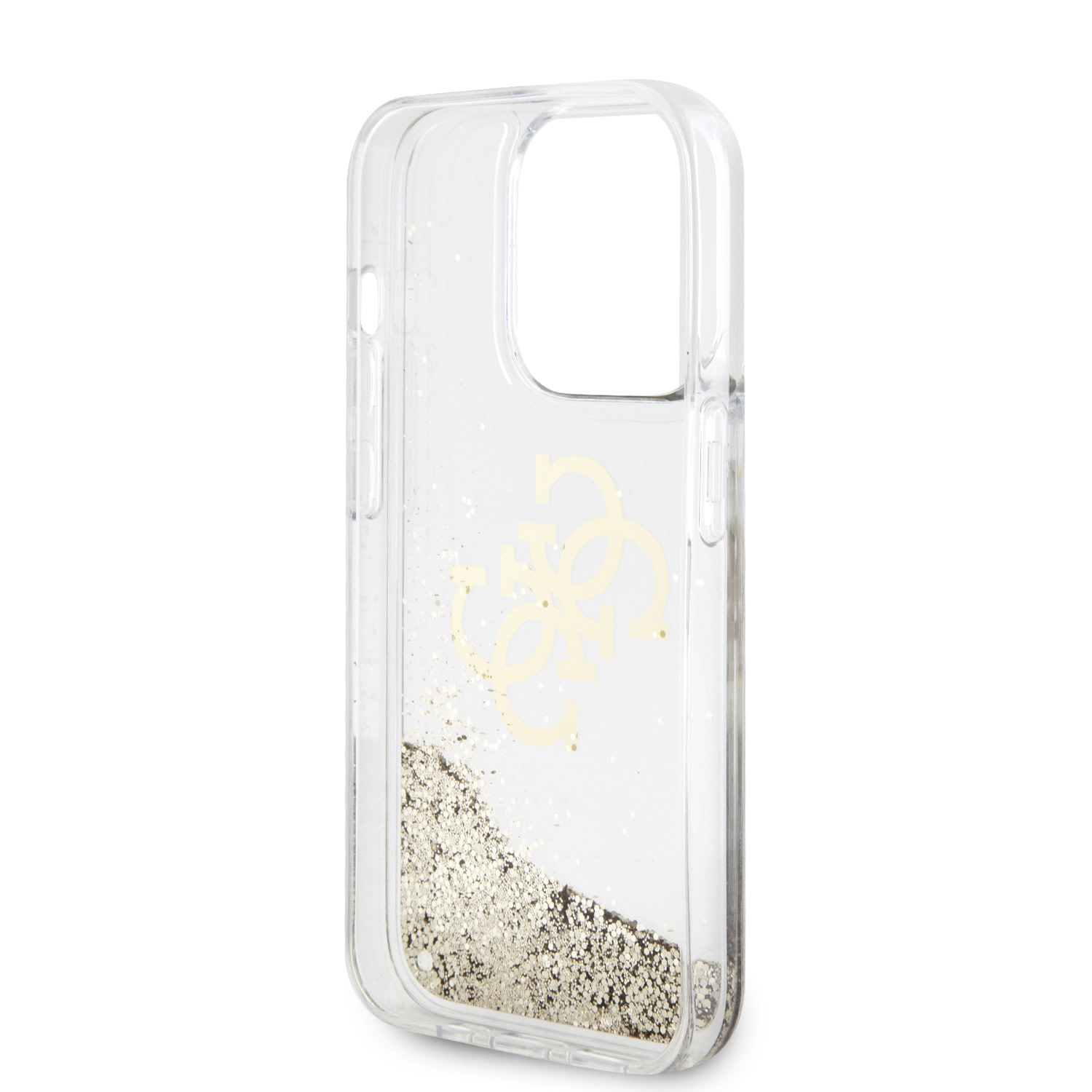 GUESS iPhone 15 Pro hoesje - Liquid Glitter - Electroplated Logo - Goud - detail 6