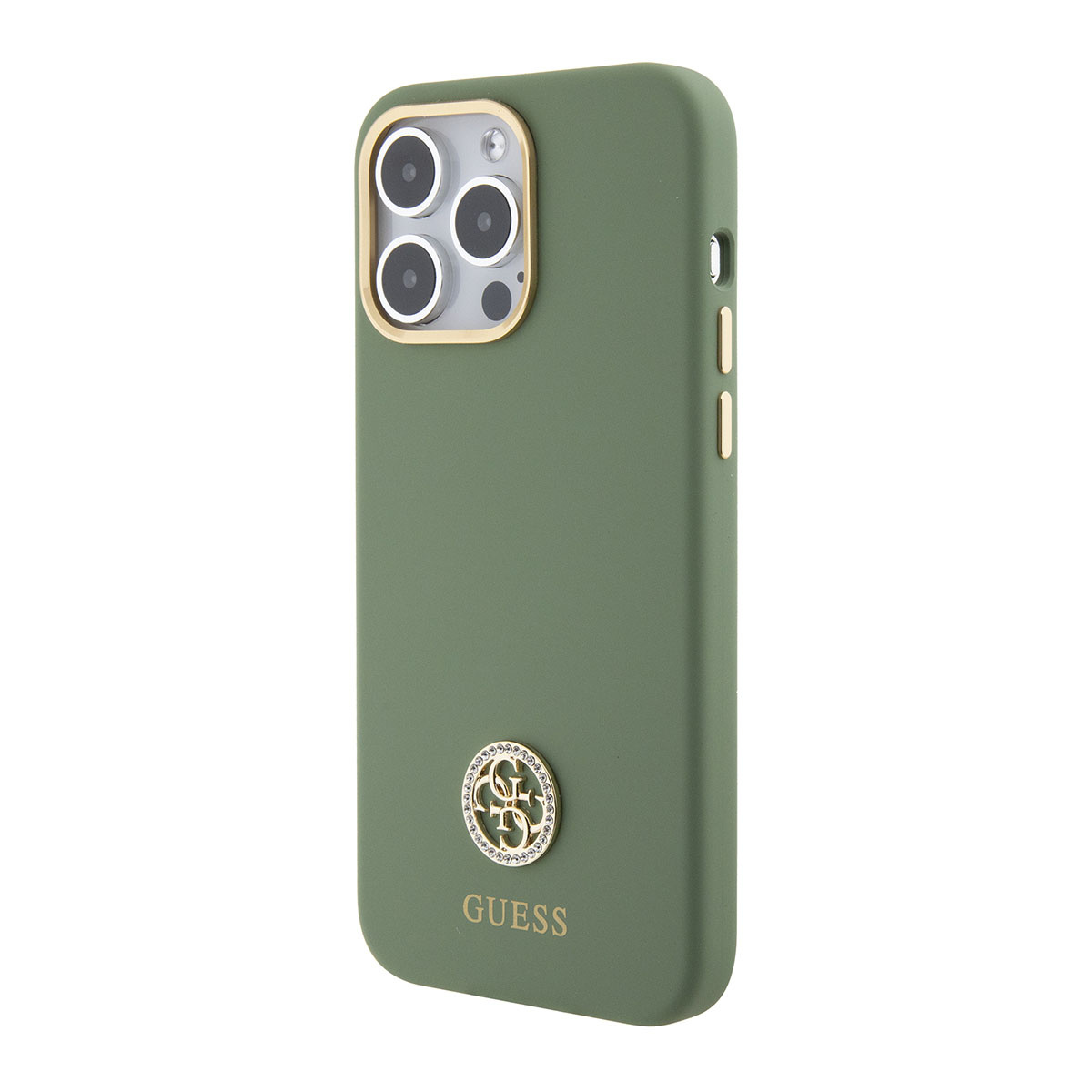 GUESS iPhone 15 Pro hoesje Logo strass 4G - Kaki - detail 1