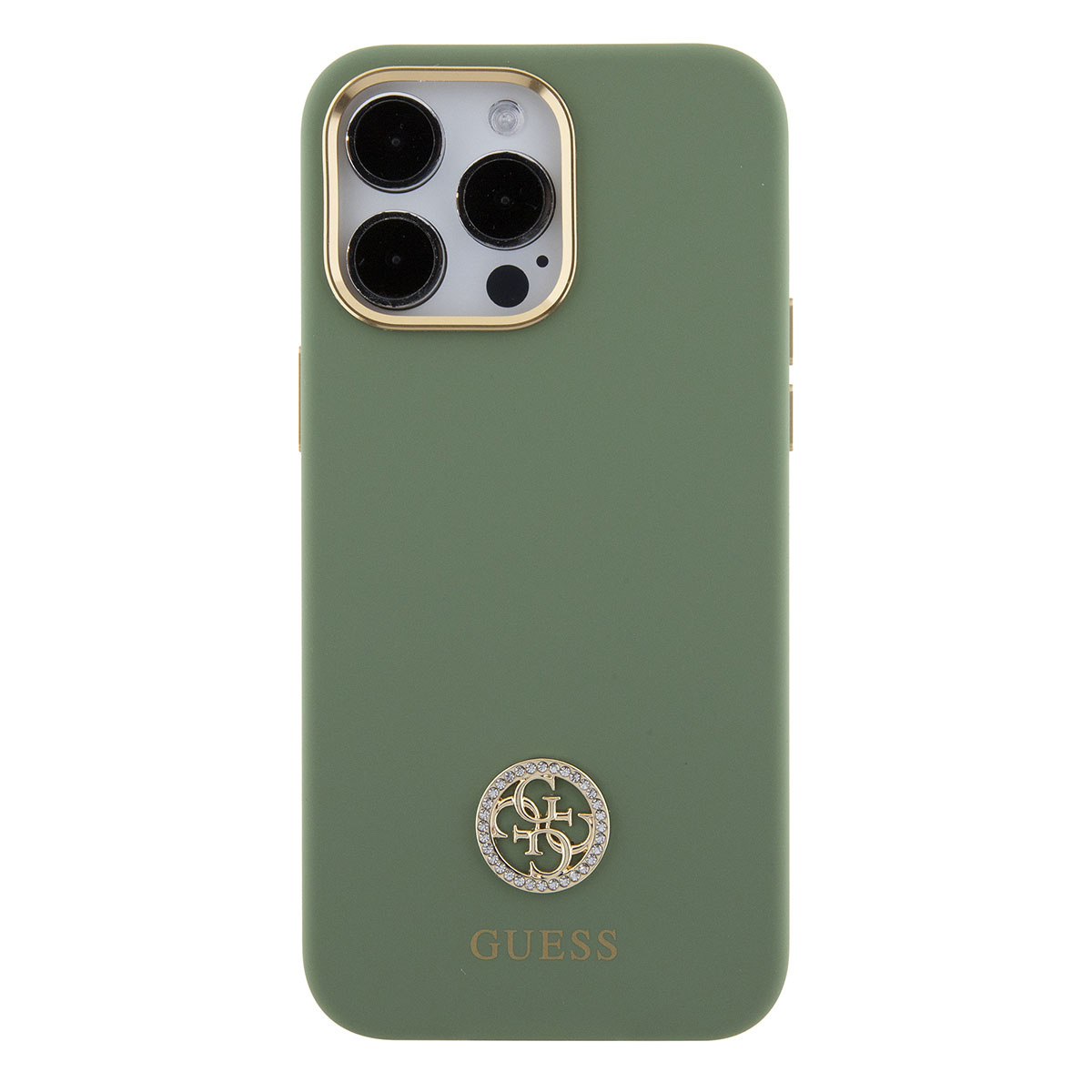 GUESS iPhone 15 Pro hoesje Logo strass 4G - Kaki - detail 2