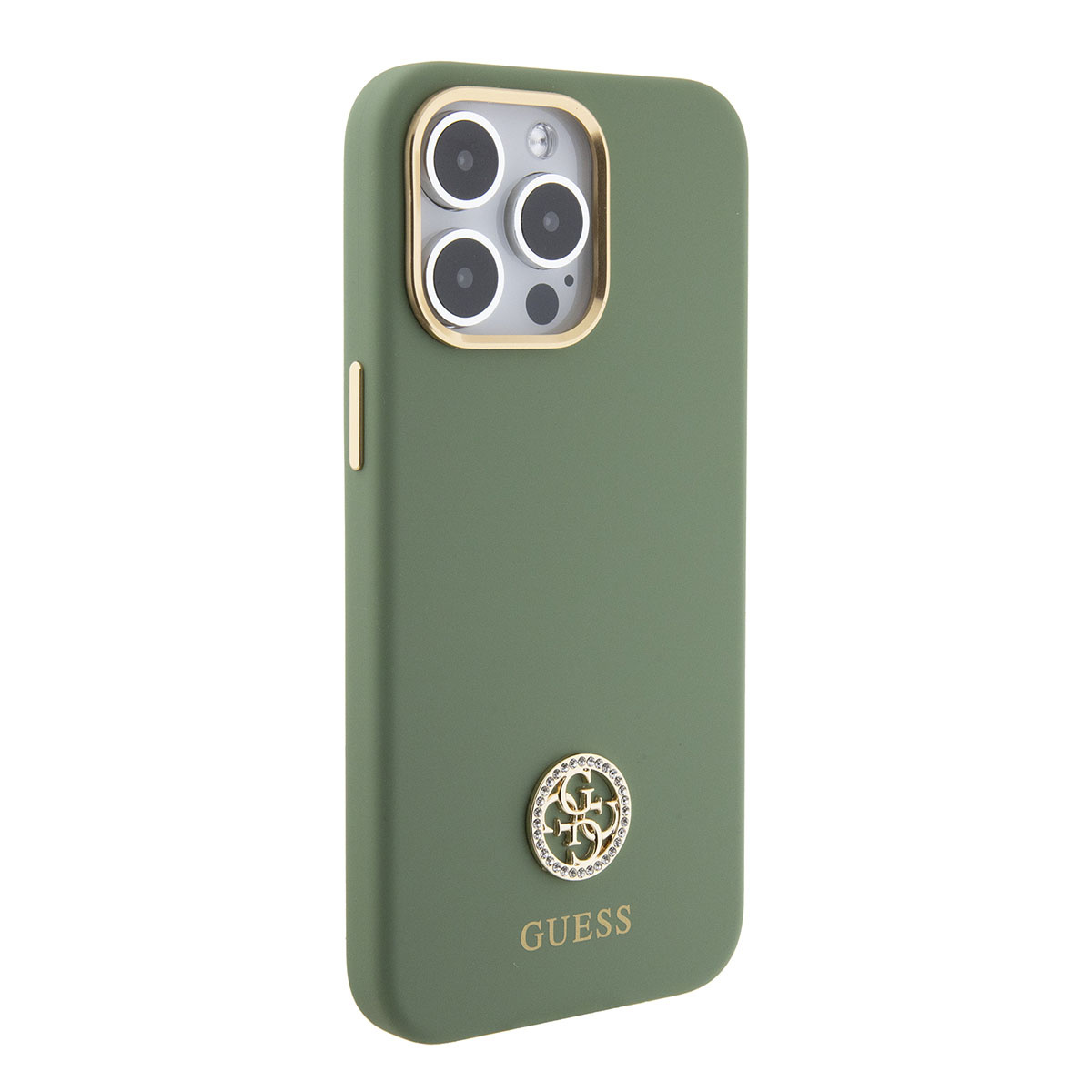 GUESS iPhone 15 Pro hoesje Logo strass 4G - Kaki - detail 3