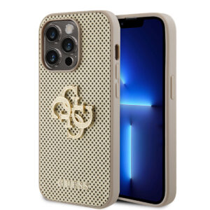 GUESS iPhone 15 Pro hoesje Perforated 4G - glitter - Goud - productfoto