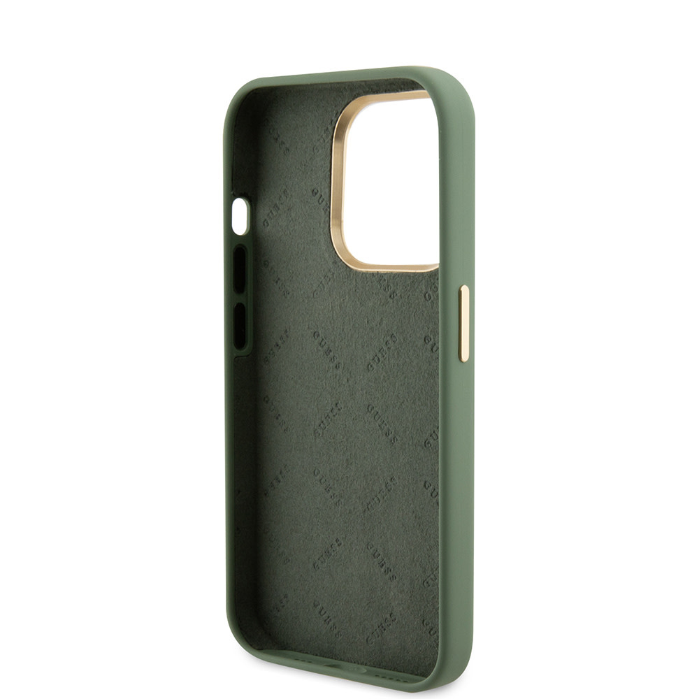 GUESS iPhone 15 Pro hoesje Script metal logo - Kaki - detail 6