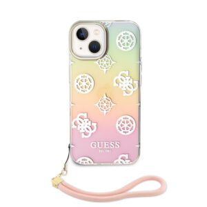 GUESS iPhone 15 Plus & 14 Plus hoesje Iridescent glitter pattern - Roze - productfoto