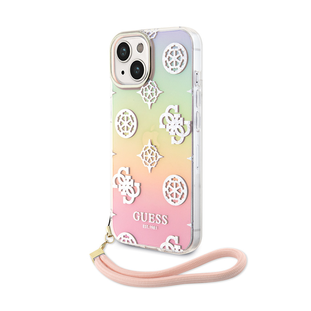GUESS iPhone 15 hoesje ML IRIDESCENT GLITTER PEONY - Roze - productfoto