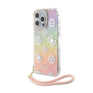 GUESS iPhone 15 Pro Max hoesje ML IRIDESCENT GLITTER PEONY - Roze - productfoto