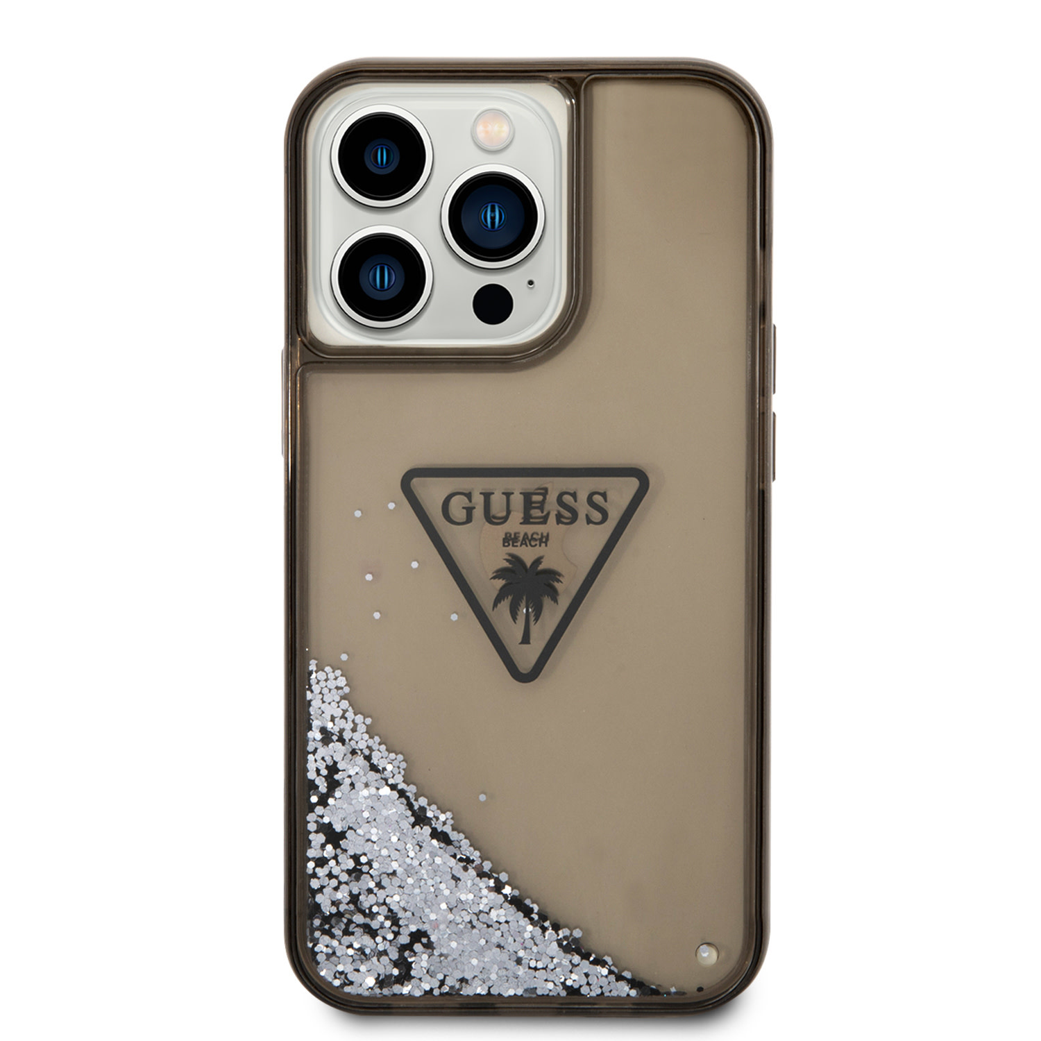 GUESS iPhone 15 Pro Max hoesje - Liquid Glitter - Translucent Logo - Zwart - detail 3