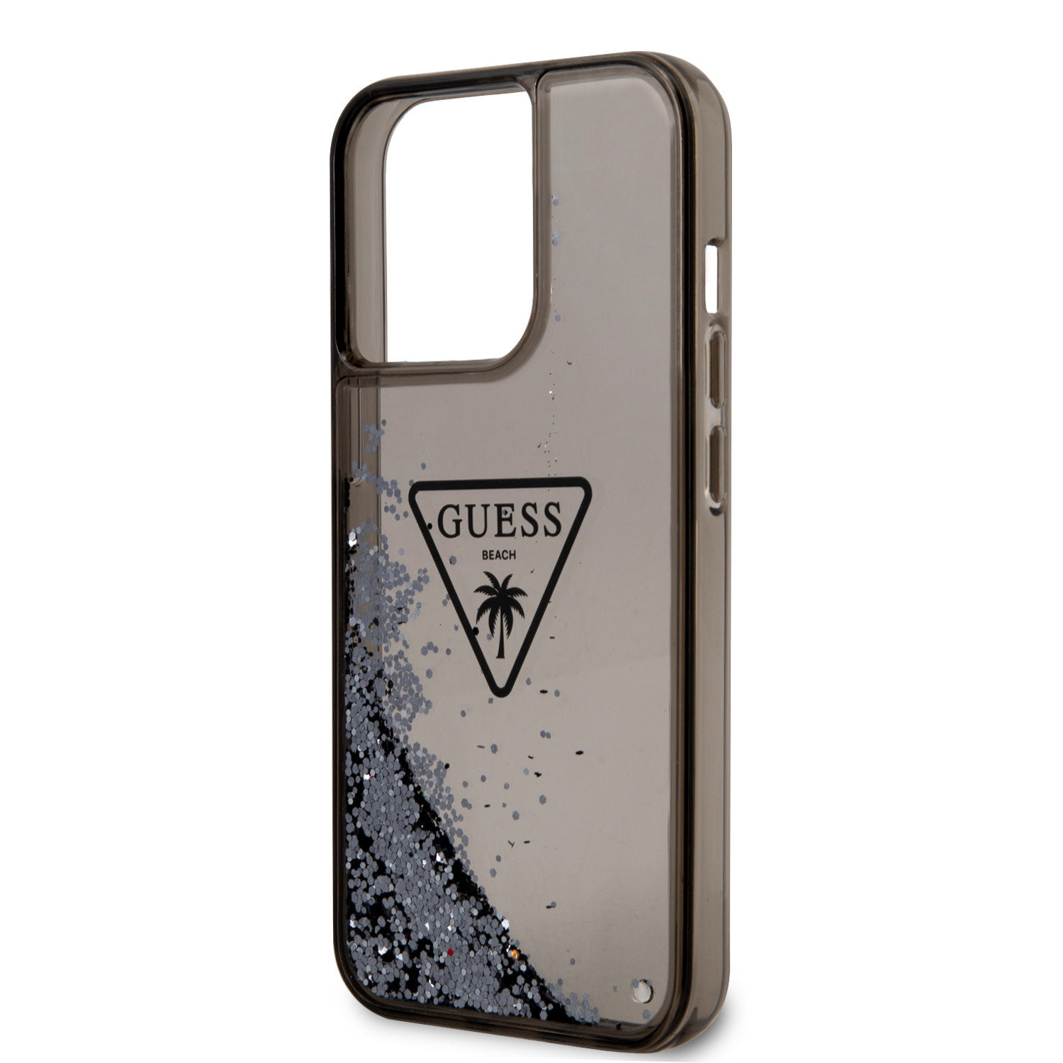GUESS iPhone 15 Pro Max hoesje - Liquid Glitter - Translucent Logo - Zwart - detail 5