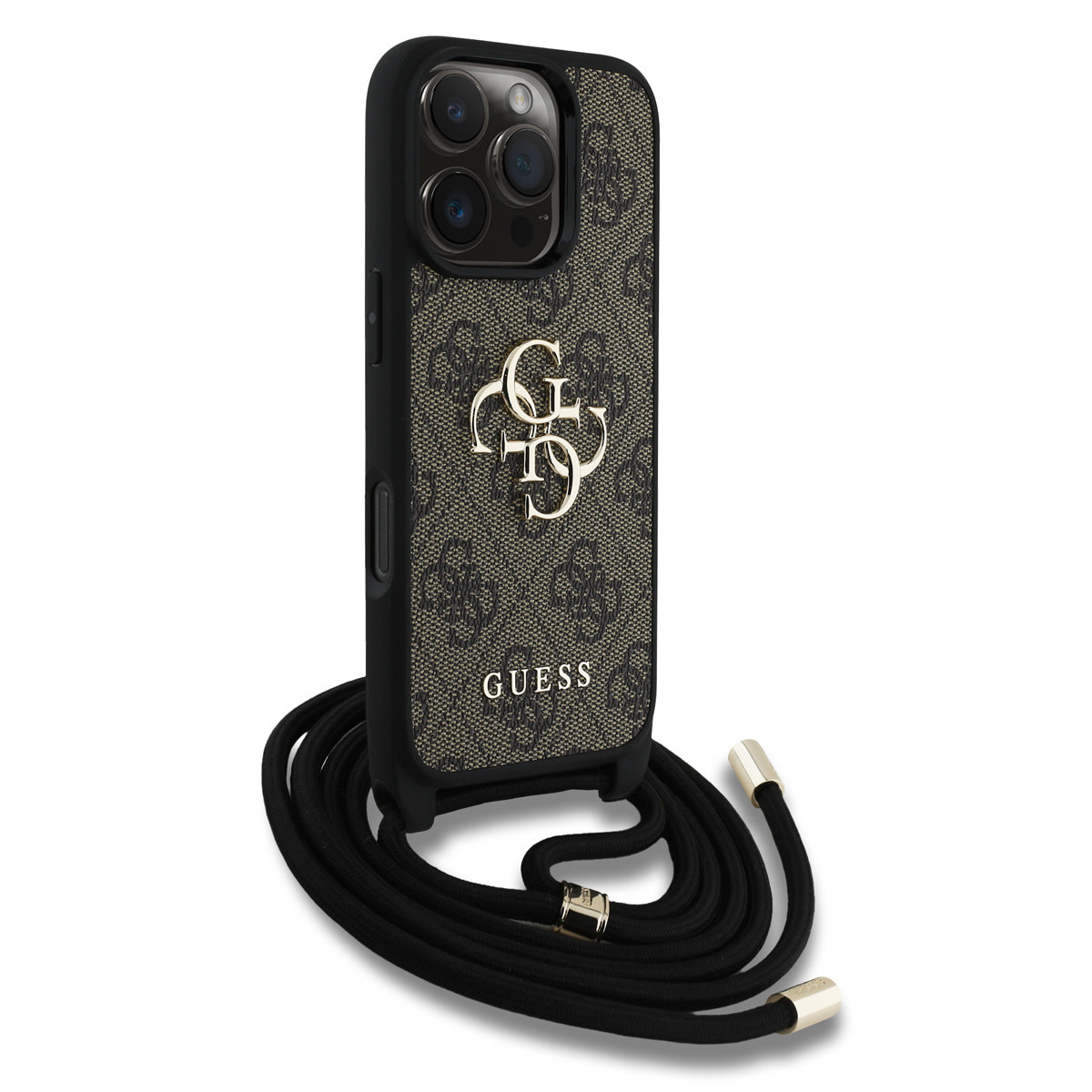 GUESS iPhone 16 Pro hoesje - Crossbody 4G Big Logo - Cord Strap - Bruin - detail 2