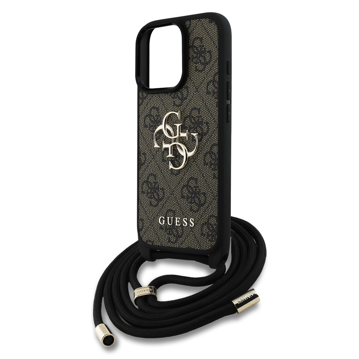 GUESS iPhone 16 Pro hoesje - Crossbody 4G Big Logo - Cord Strap - Bruin - detail 3