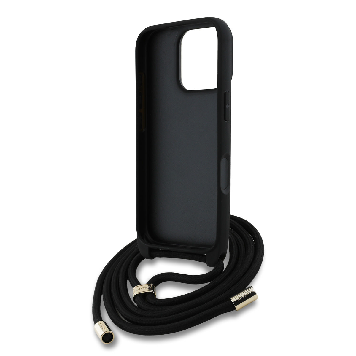 GUESS iPhone 16 Pro hoesje - Crossbody 4G Big Logo - Cord Strap - Bruin - detail 4
