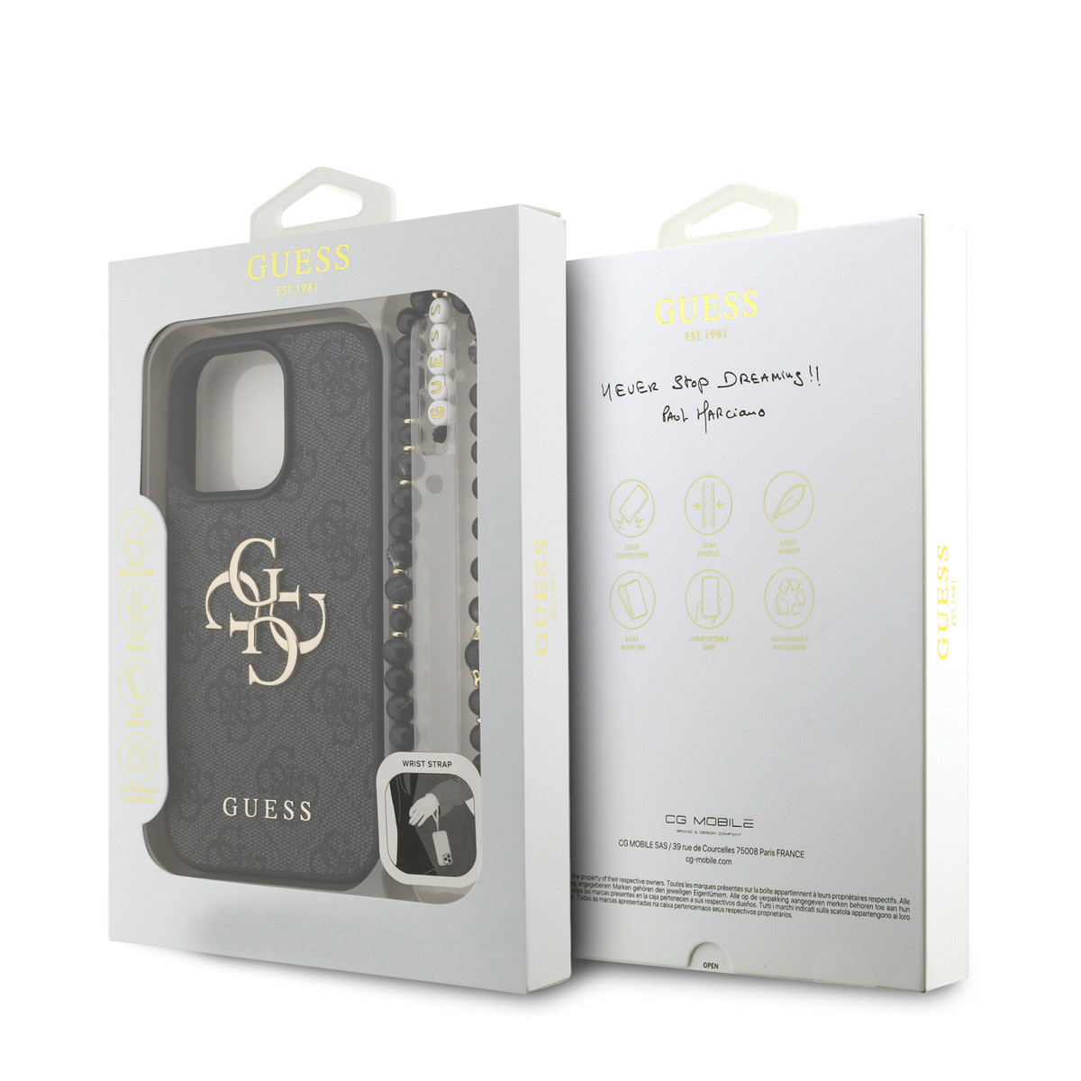 GUESS iPhone 16 Pro hoesje - MagSafe - 4G Classic Logo With Strap - Zwart - detail 7