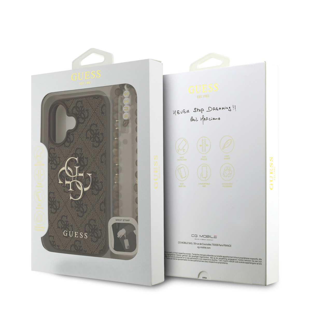 GUESS iPhone 16 Plus hoesje - MagSafe - 4G Classic Logo With Strap - Bruin - detail 7