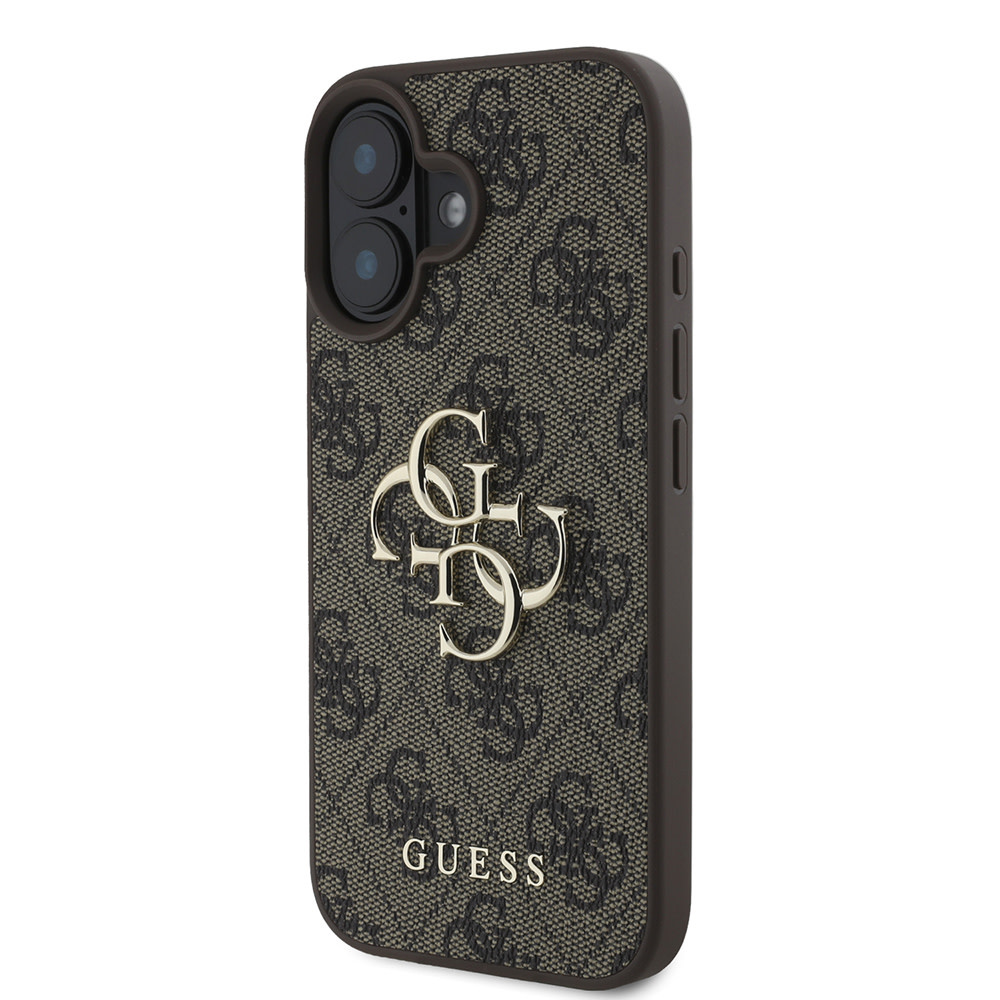 GUESS iPhone 16 hoesje - 4G - Big Metal Logo - Bruin - detail 1