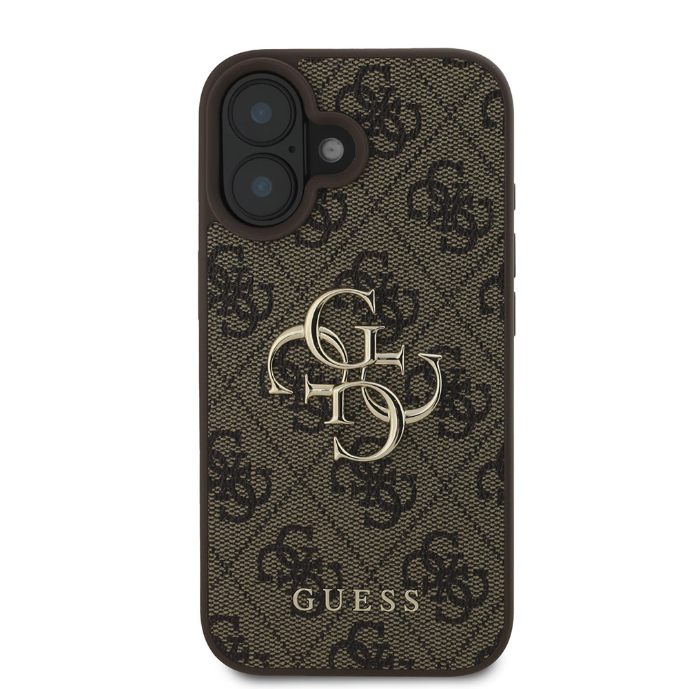GUESS iPhone 16 hoesje - 4G - Big Metal Logo - Bruin - detail 2
