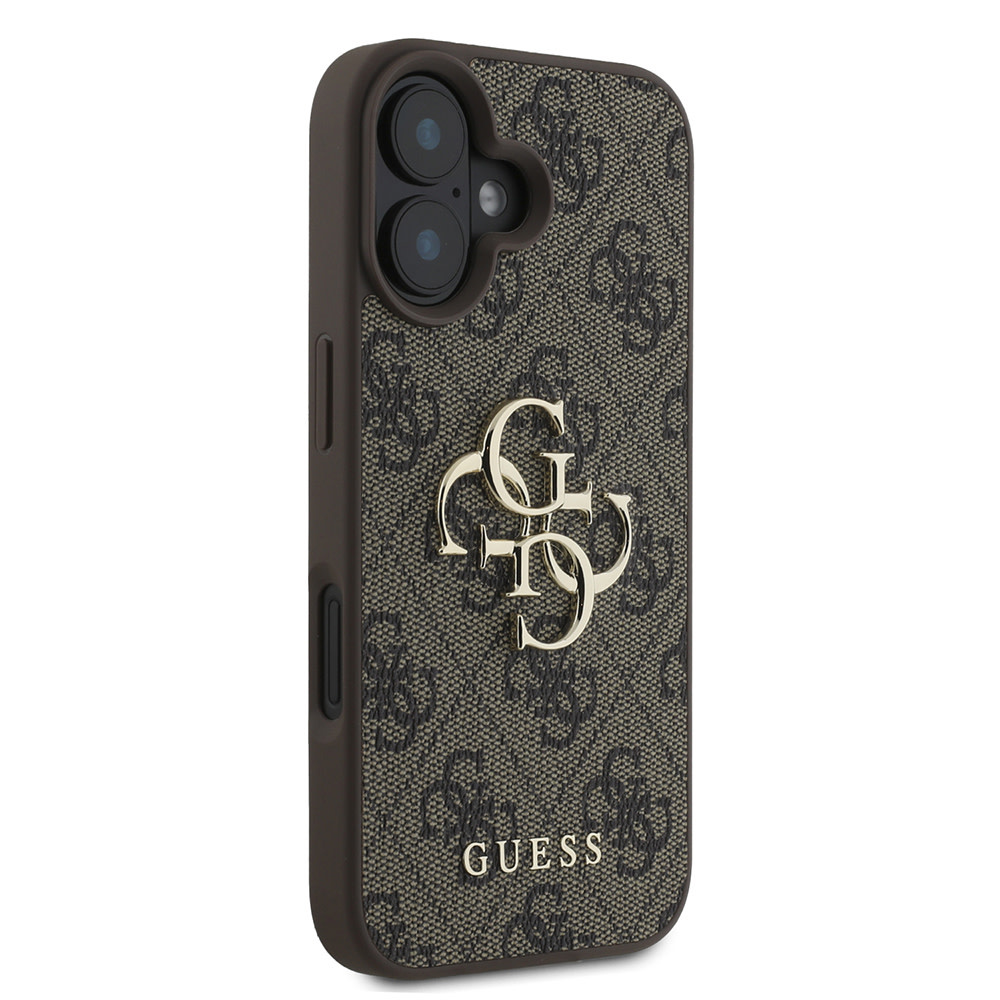 GUESS iPhone 16 hoesje - 4G - Big Metal Logo - Bruin - detail 3