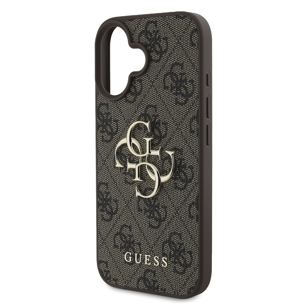 GUESS iPhone 16 hoesje - 4G - Big Metal Logo - Bruin - detail 4