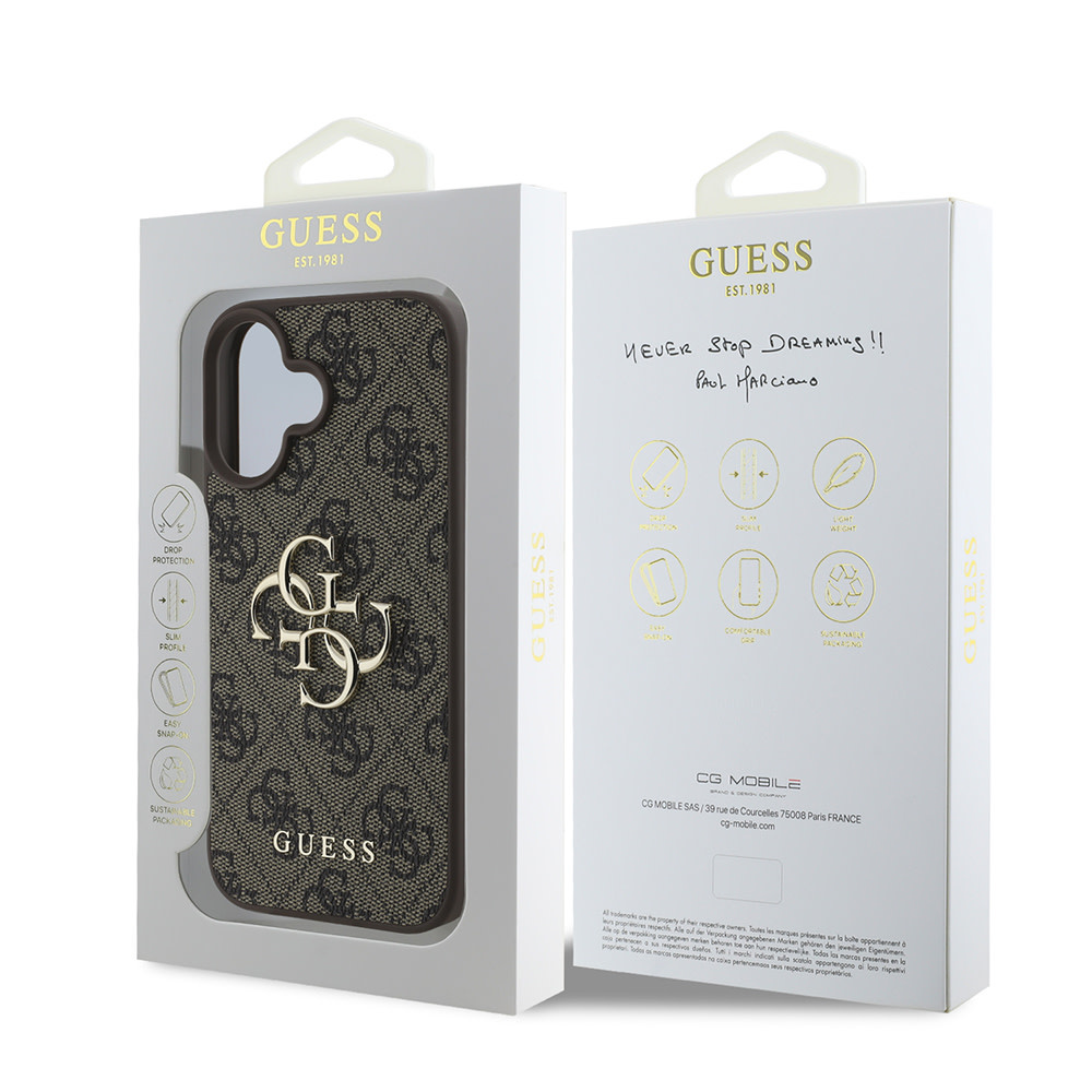 GUESS iPhone 16 hoesje - 4G - Big Metal Logo - Bruin - detail 7