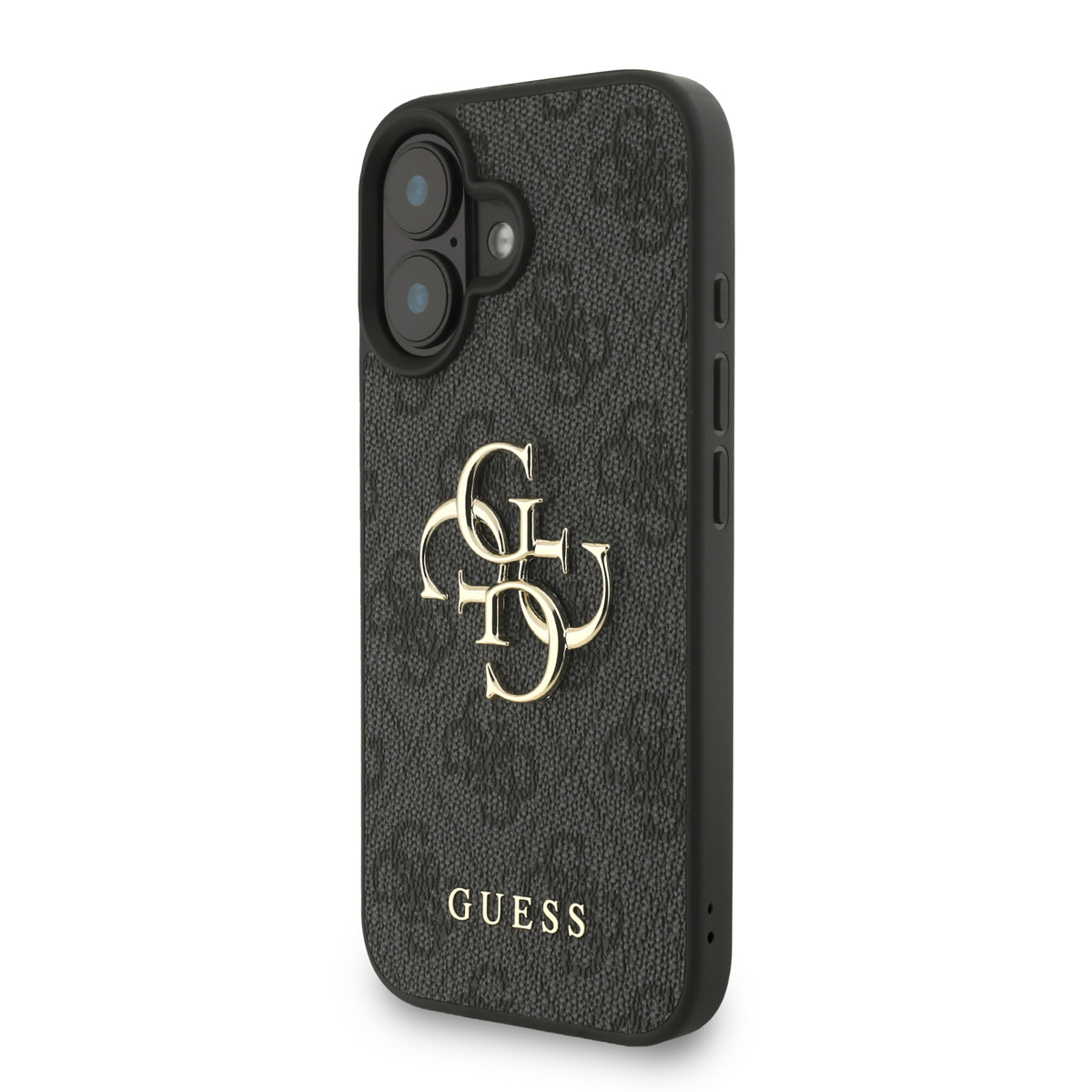 GUESS iPhone 16 hoesje - MagSafe - 4G Classic Logo With Strap - Zwart - detail 2