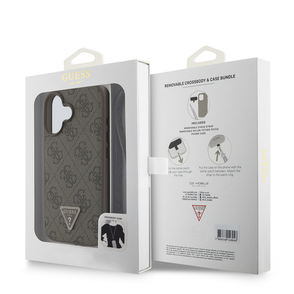 GUESS iPhone 16 hoesje Magsafe IML crossbody cord - Bruin - detail 7