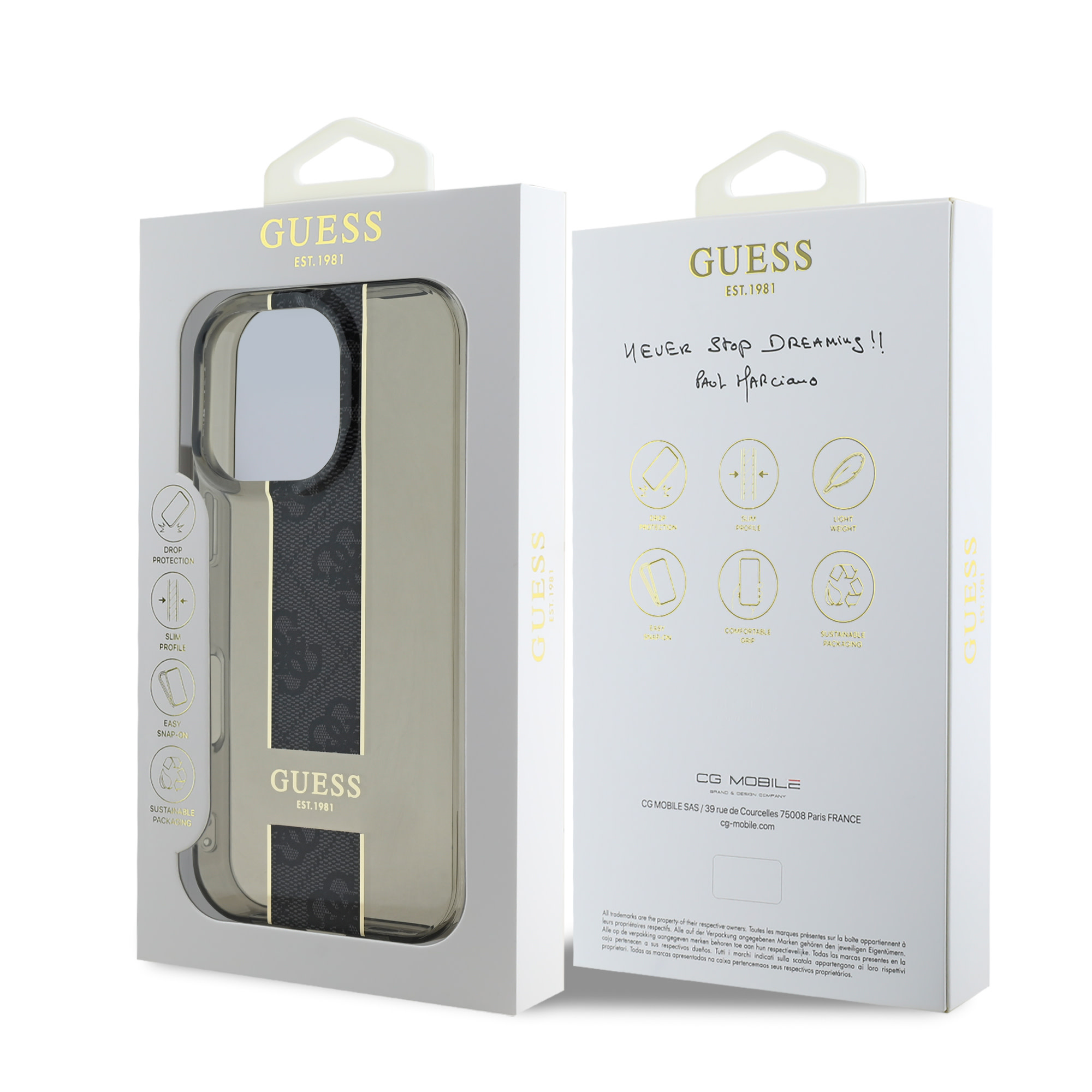 GUESS iPhone 16 Pro Max hoesje IML 4G Stripe - Zwart - detail 5