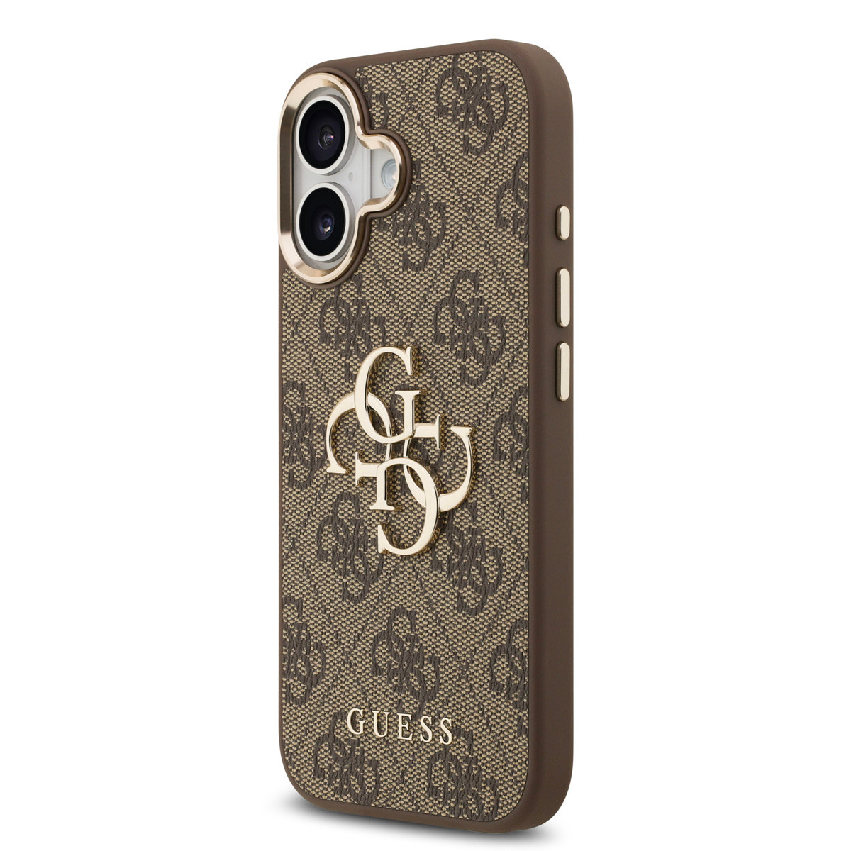 GUESS iPhone 17 hoesje - 4G - Big Metal Logo - Gold Edge - Bruin - detail 9