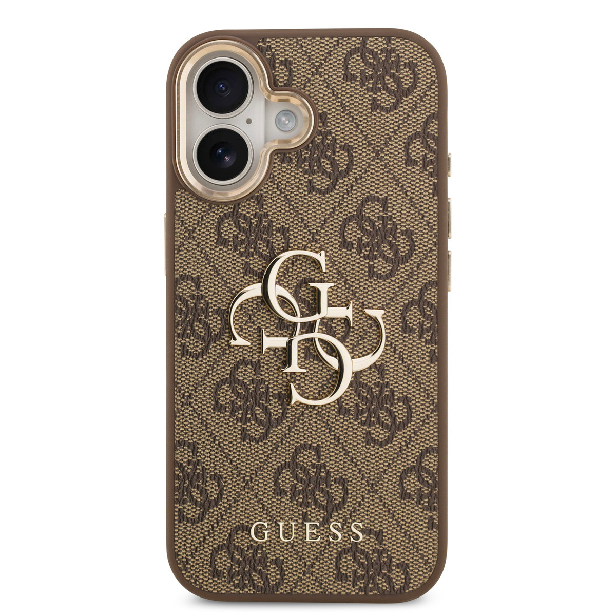 GUESS iPhone 17 hoesje - 4G - Big Metal Logo - Gold Edge - Bruin - detail 2