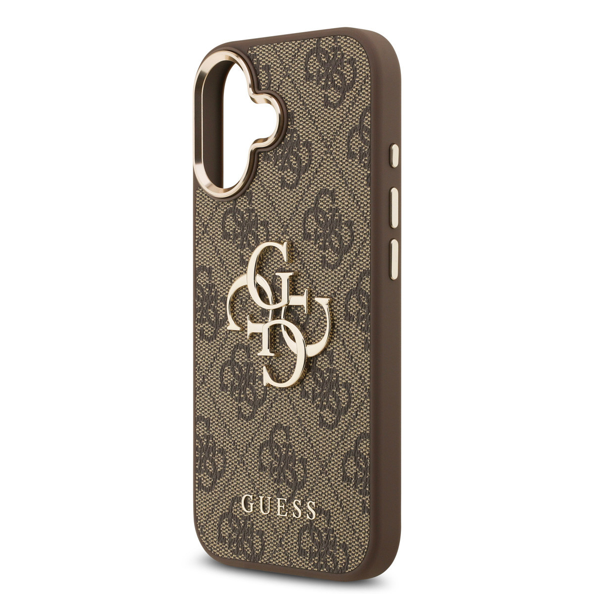 GUESS iPhone 17 hoesje - 4G - Big Metal Logo - Gold Edge - Bruin - detail 4
