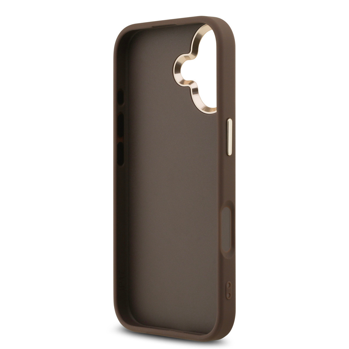 GUESS iPhone 17 hoesje - 4G - Big Metal Logo - Gold Edge - Bruin - detail 5
