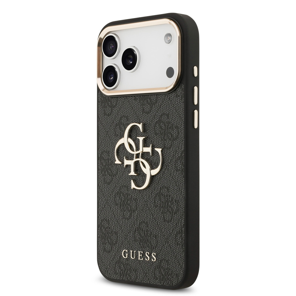 GUESS iPhone 17 Pro Max hoesje - 4G - Big Metal Logo - Gold Edge - Zwart - detail 1