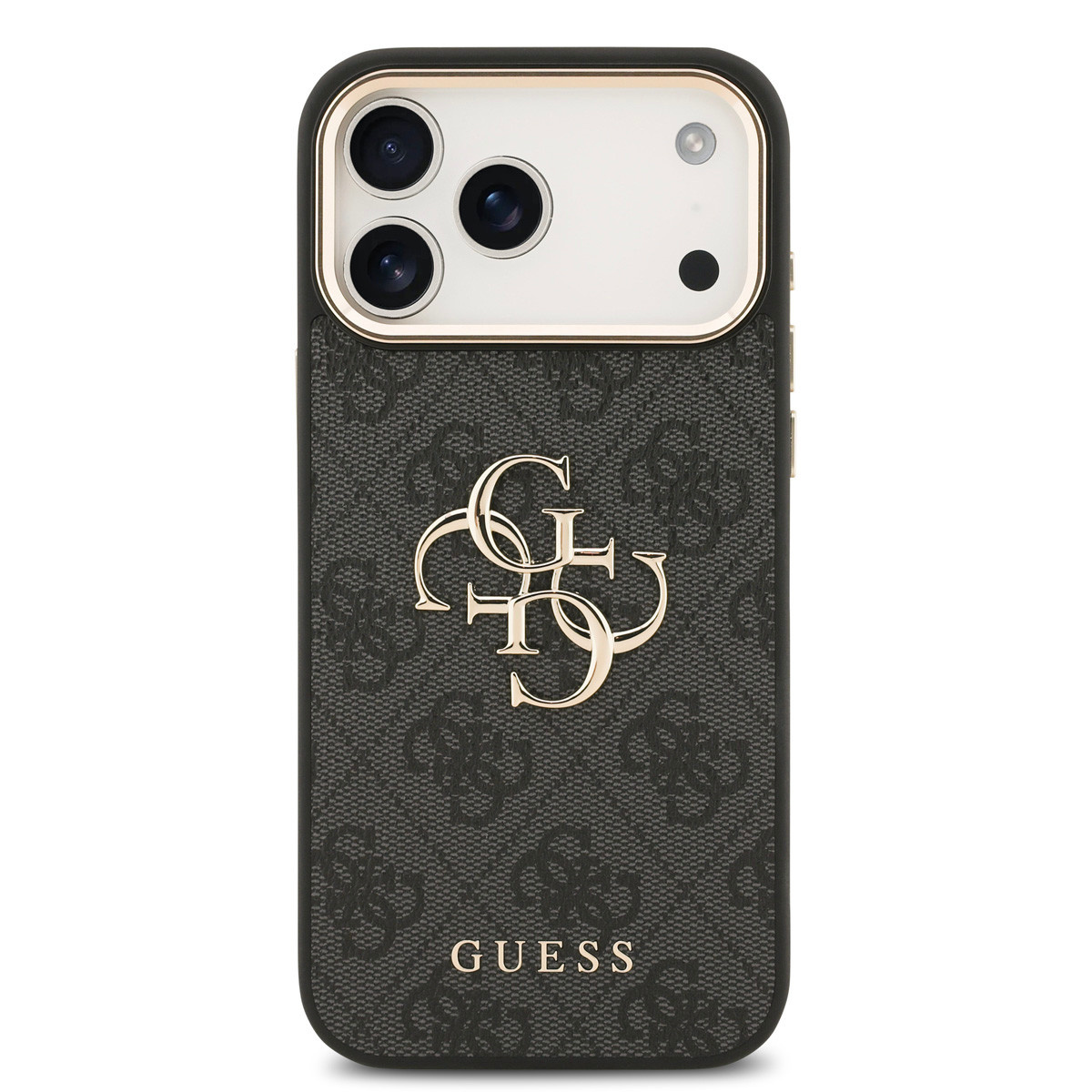 GUESS iPhone 17 Pro Max hoesje - 4G - Big Metal Logo - Gold Edge - Zwart - detail 2