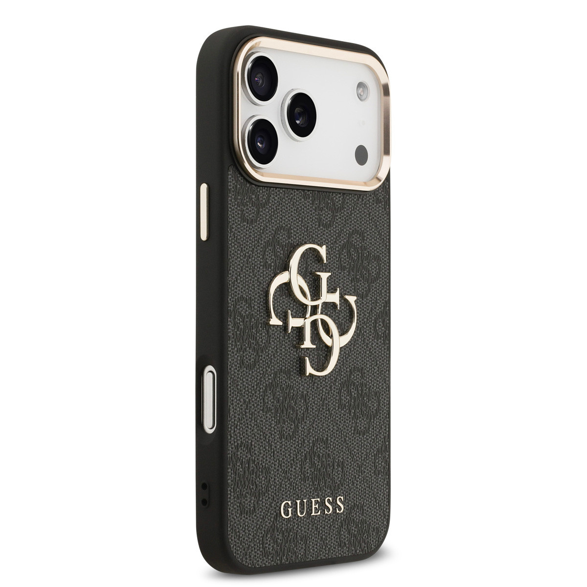 GUESS iPhone 17 Pro Max hoesje - 4G - Big Metal Logo - Gold Edge - Zwart - detail 3