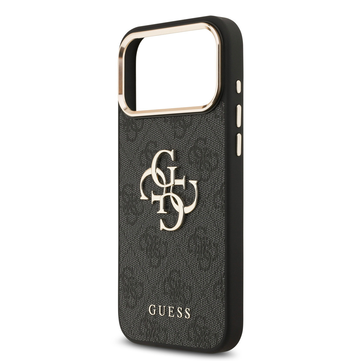 GUESS iPhone 17 Pro Max hoesje - 4G - Big Metal Logo - Gold Edge - Zwart - detail 4