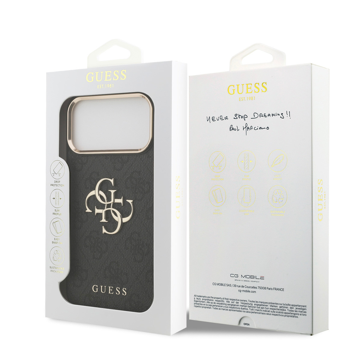 GUESS iPhone 17 Pro Max hoesje - 4G - Big Metal Logo - Gold Edge - Zwart - detail 11